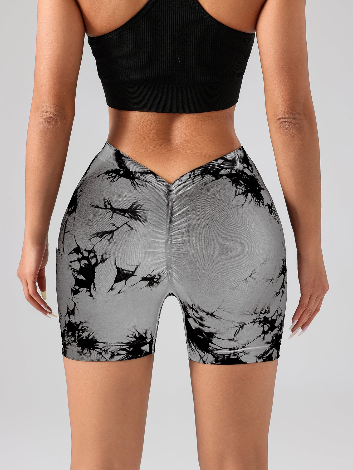 The Last Aztec, (Get One Size Bigger Than Your Regular Size), 3 PACK Tie Dye Active Wear Shorts, Women Workout Shorts, High Waisted Contour Gym Yoga Biker Shorts, V Back Booty Biker Workout Gym Running Shorts