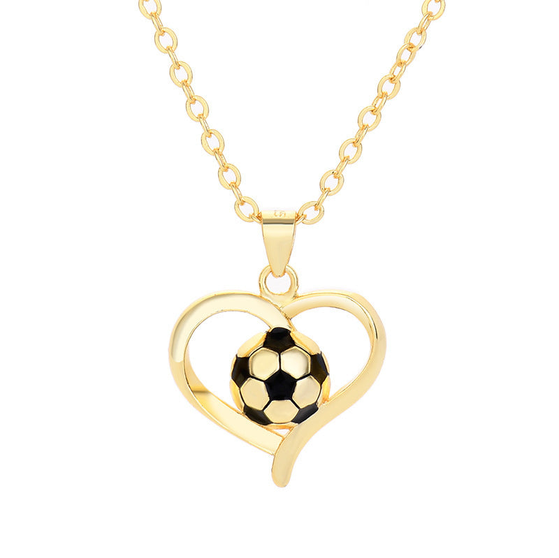 The last Aztec, Women's Fashion Heart-shaped 18K Football Necklace