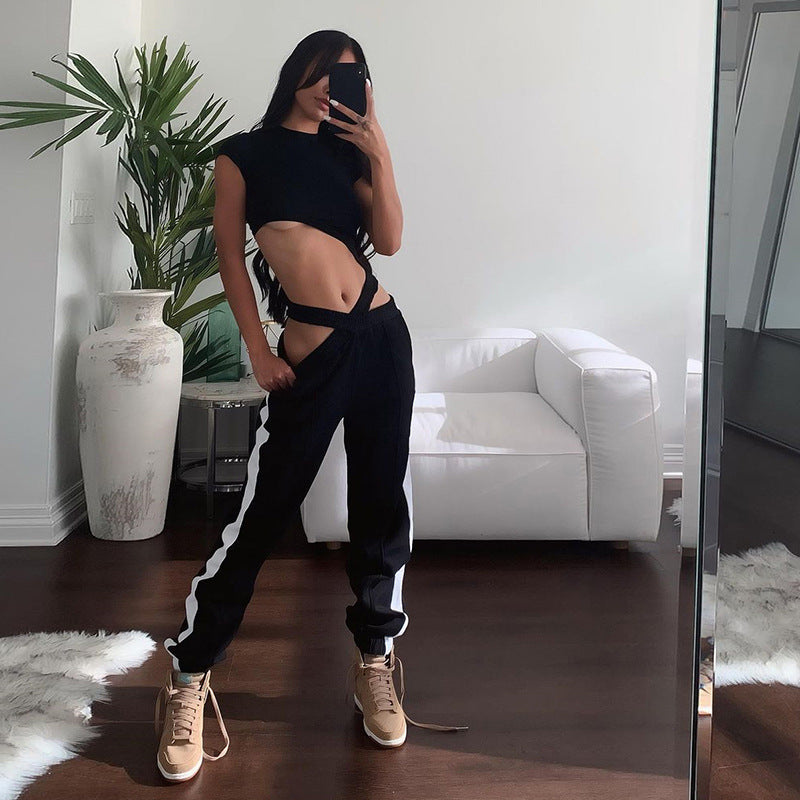 The Last Aztec, Get One Size Bigger Than Your Regular Size, Contrasting Color Loose Fashion Casual All-match Sports Trousers Women