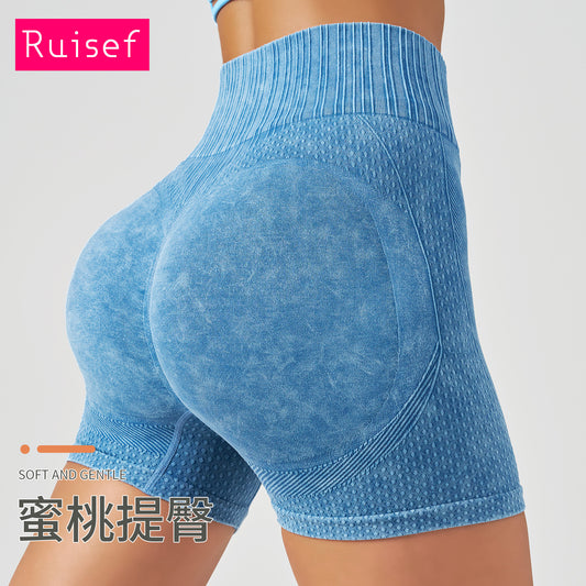 The Last Aztec, 2025 cross-border new yoga high-waisted hip lifting fitness pants, quick-drying running sports tight shorts, wear three-point pants outside