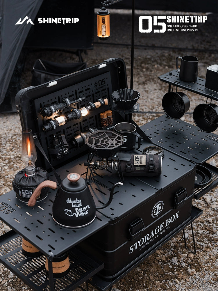 The Last Aztec, Mountain Fun Coffee Box Outdoor Aluminum Alloy Multifunctional Car Camping Storage Box Blackened Camping Equipment IGT Table