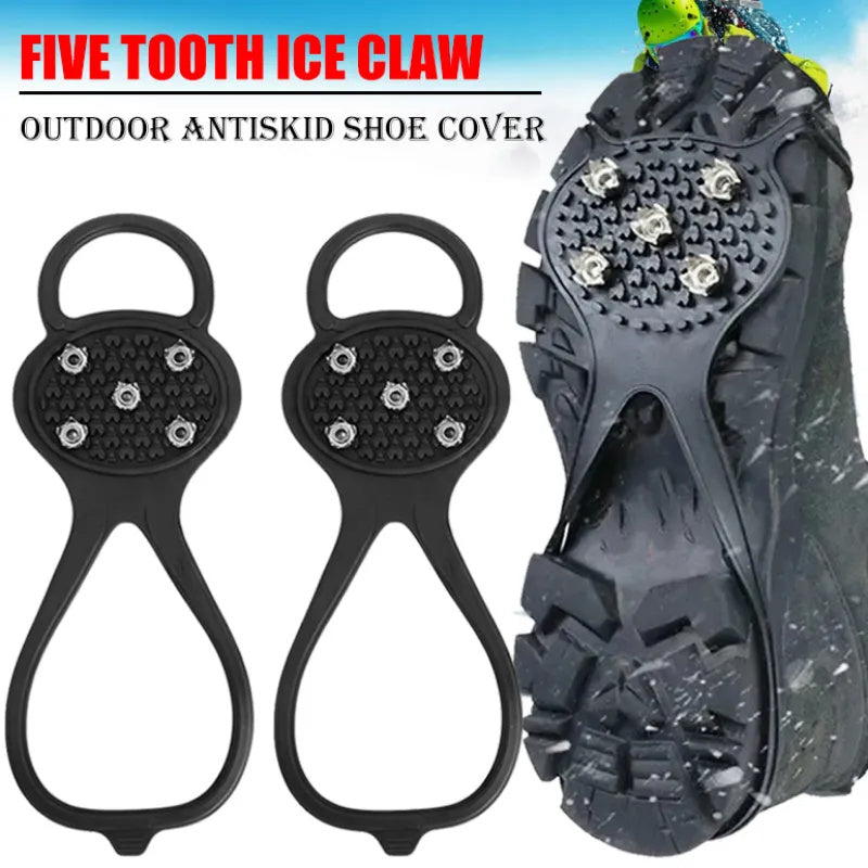 The Last Aztec, Nothing Should Stop You in your Outdoor Activities not even ICE, Unisex Men 5 Teeth Ice Gripper For Shoes Crampons Ice Gripper Spike Grips Cleats For Snow Studs Non-Slip Climbing Hiking Covers