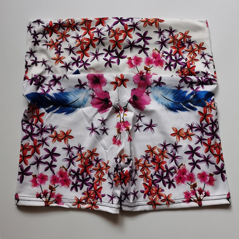 The Last Aztec, Get One Size Bigger Than Your Regular Size, Quick-drying Running Women's Yoga Sports Hip-showing Flower Shorts