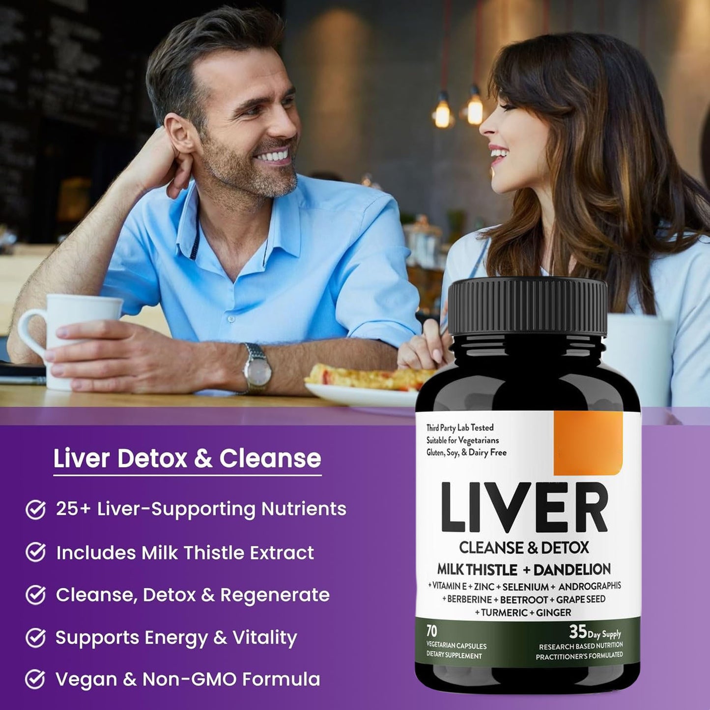 The Last Aztec, Liver Cleanse & Detox Capsules, Multivictamin, Milk Thistle, Dandelion, Turmeric, Ginger Extract, Beet, Zinc, Vitamin E, Selenium, Grape Seed, Healthcare Nutrional Supplement