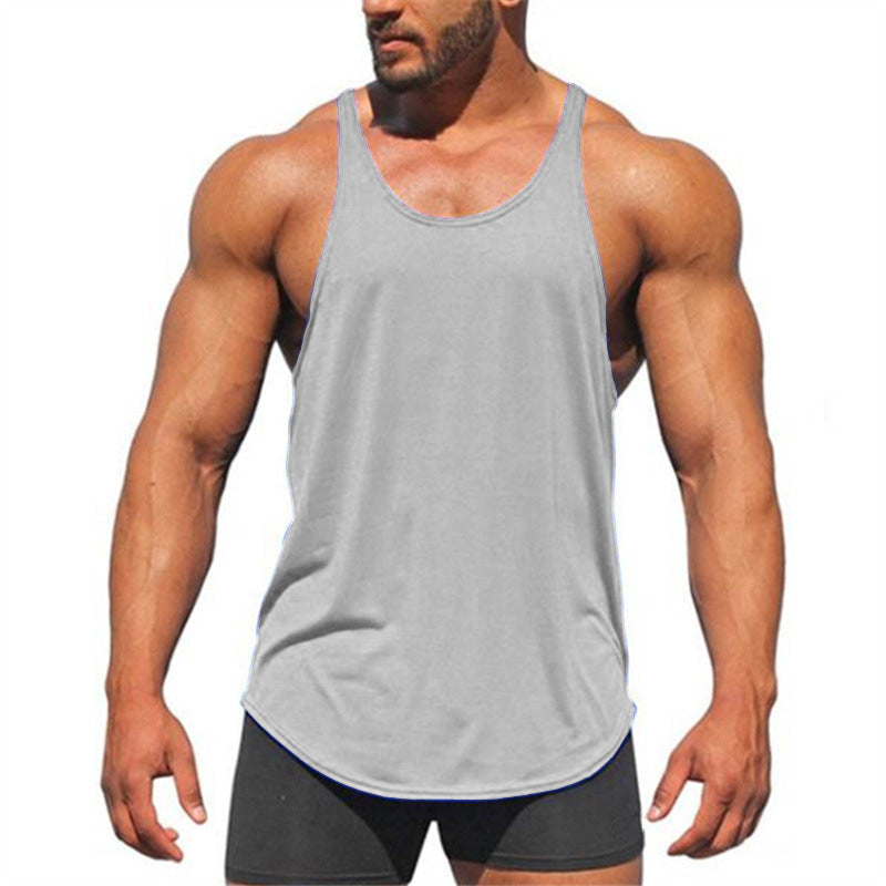 The Last Aztec, Solid Color Men's Sports Vest Cotton Bodybuilding Fitness Thin Strap I-shaped Camisole