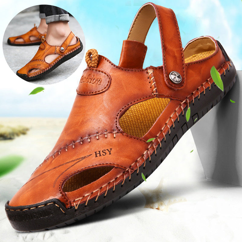 The Last Aztec, Men's Closed Toe Sandals Summer Adjustable Slides Slippers Fashion Beach Shoes