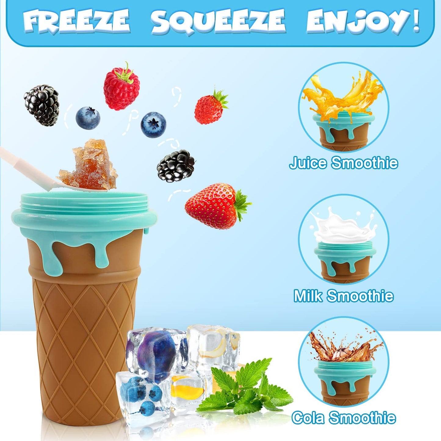 The Last Aztec, 500ml Large Capacity Slushy Cup Summer Squeeze Homemade Juice Water Bottle Quick-Frozen Smoothie Sand Cup Pinch Fast Cooling Magic Ice Cream Slushy Maker Beker Kitchen Gadgets