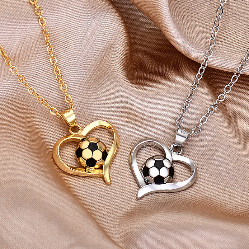 The last Aztec, Women's Fashion Heart-shaped 18K Football Necklace
