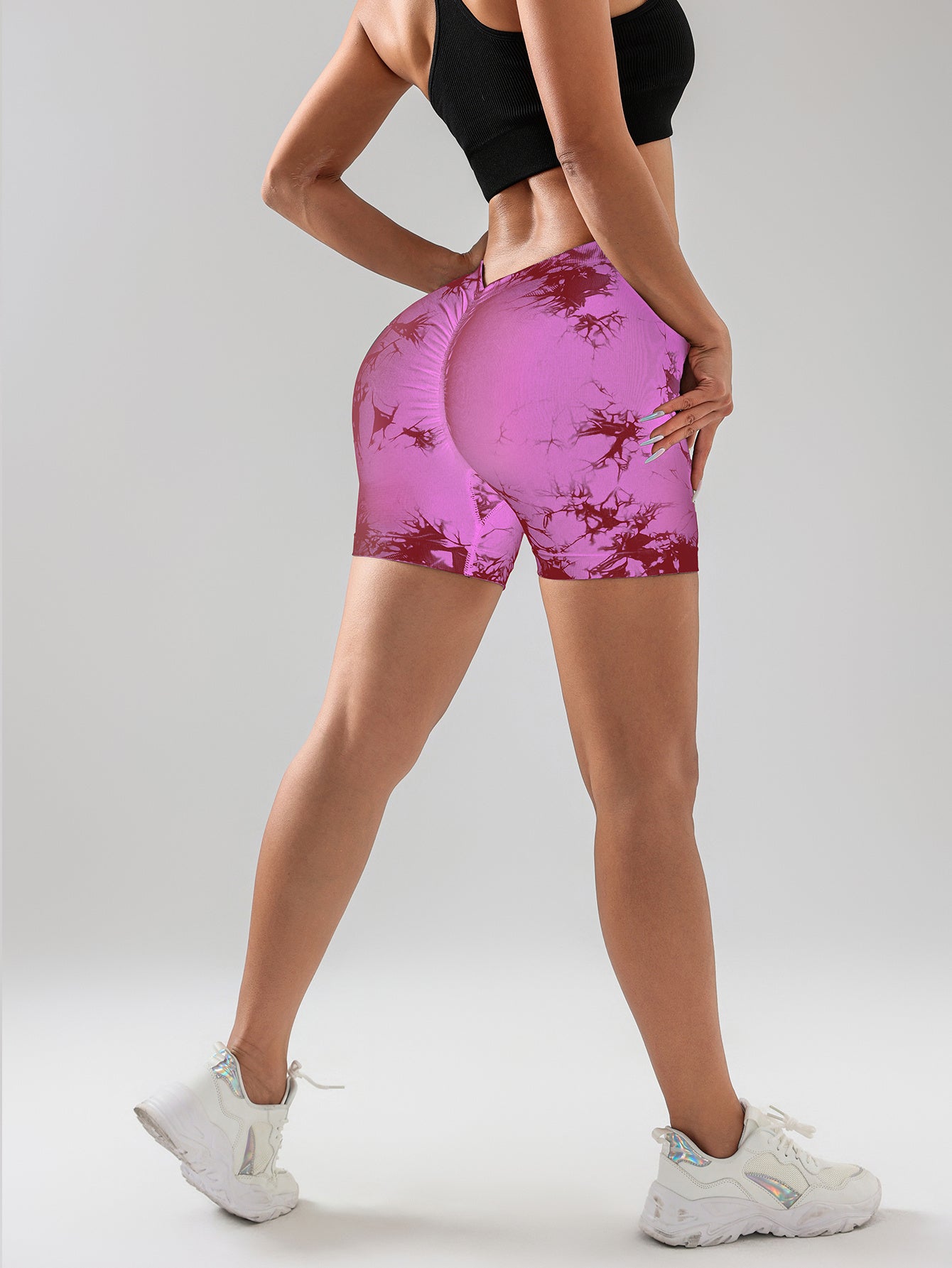 The Last Aztec, (Get One Size Bigger Than Your Regular Size), 3 PACK Tie Dye Active Wear Shorts, Women Workout Shorts, High Waisted Contour Gym Yoga Biker Shorts, V Back Booty Biker Workout Gym Running Shorts