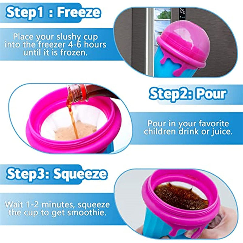 The Last Aztec, 500ml Large Capacity Slushy Cup Summer Squeeze Homemade Juice Water Bottle Quick-Frozen Smoothie Sand Cup Pinch Fast Cooling Magic Ice Cream Slushy Maker Beker Kitchen Gadgets