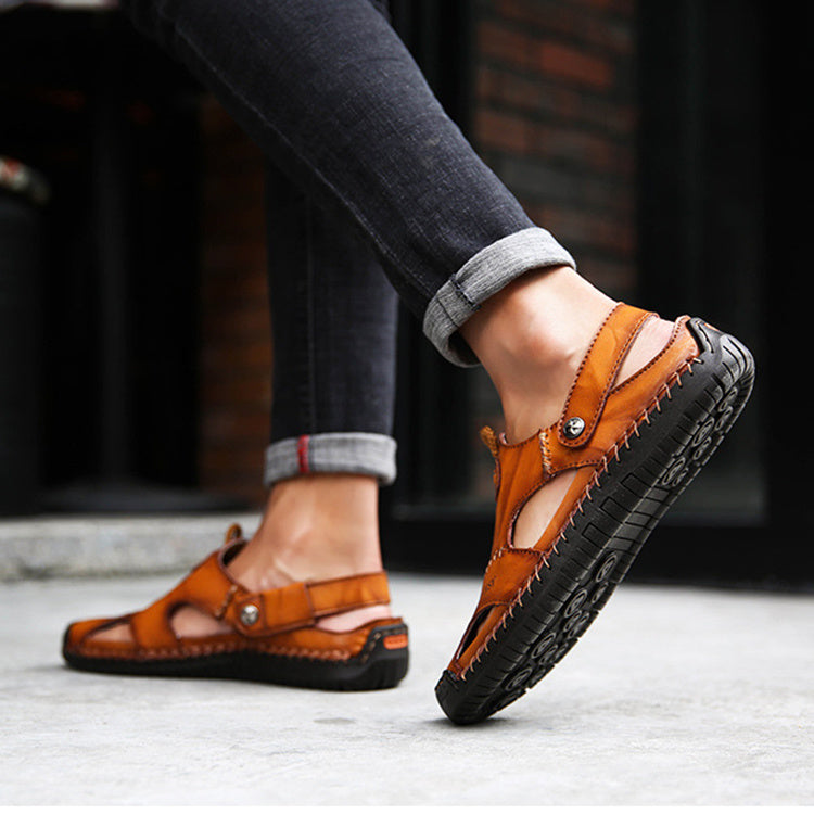 The Last Aztec, Men's Closed Toe Sandals Summer Adjustable Slides Slippers Fashion Beach Shoes