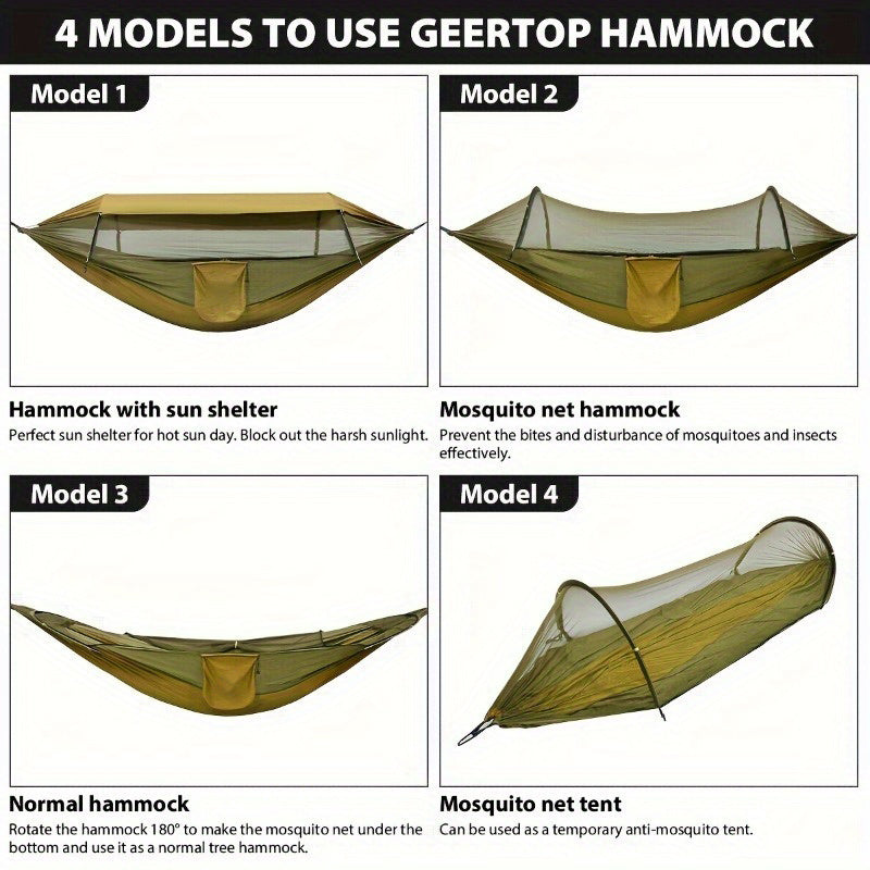 The Last Aztec, 2025 Upgraded Double Layer Camping Hammock. 210D Nylon Mesh Camping Hammock. Sunscreen And Insect Repellent Double Zipper Design. Portable Outdoor Gear With Carabiner. Load Capacity 500lbs