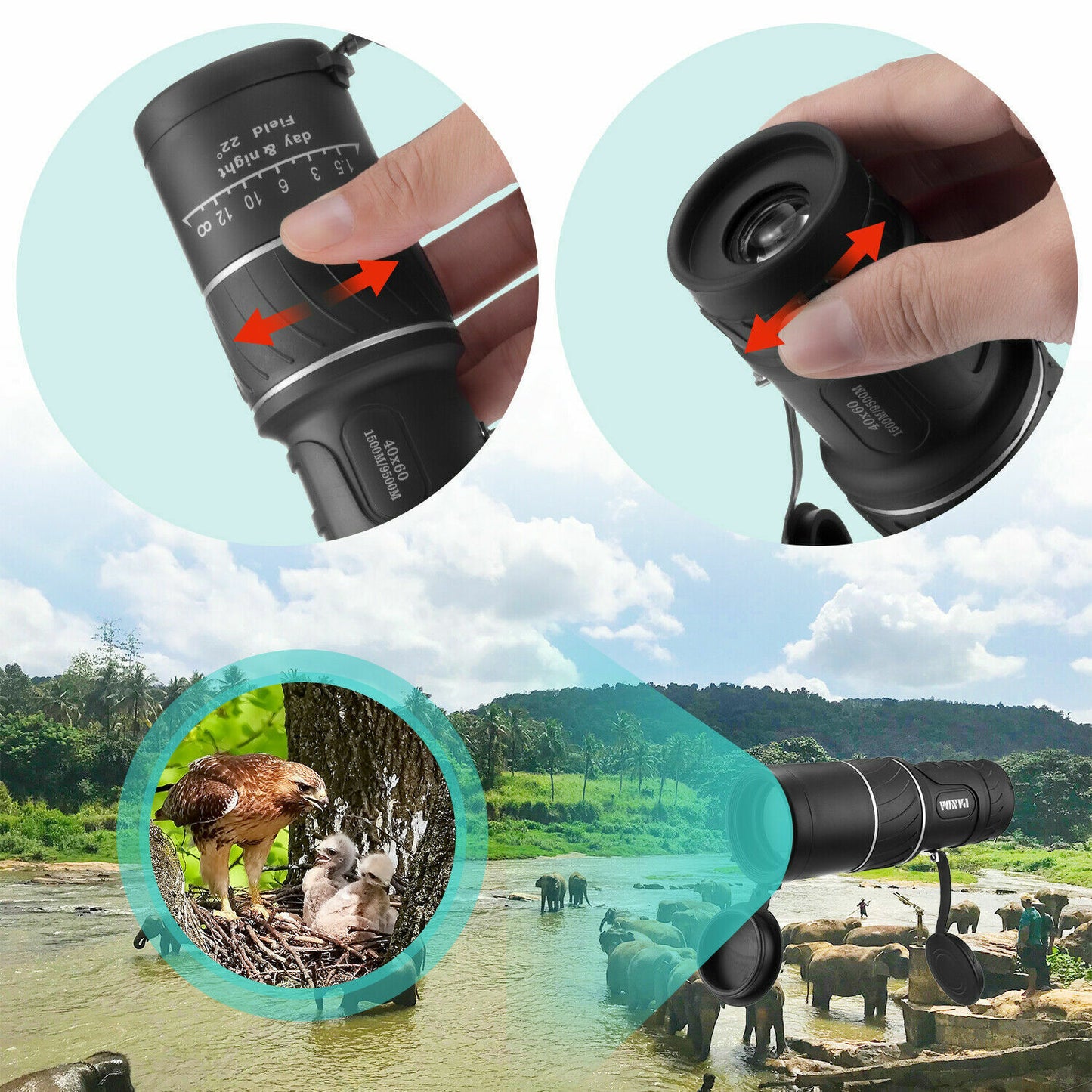 The Last Aztec, 40x60 Day Night Vision HD Optical Monocular Hunting Camping Handheld Telescope Life Waterproof, Anti-Fog Monocular Suitable For Observing Nature Animals