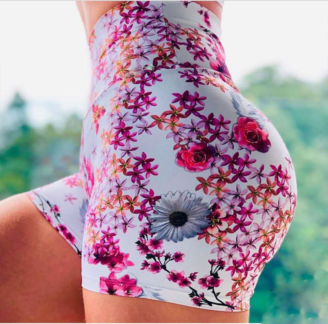 The Last Aztec, Get One Size Bigger Than Your Regular Size, Quick-drying Running Women's Yoga Sports Hip-showing Flower Shorts