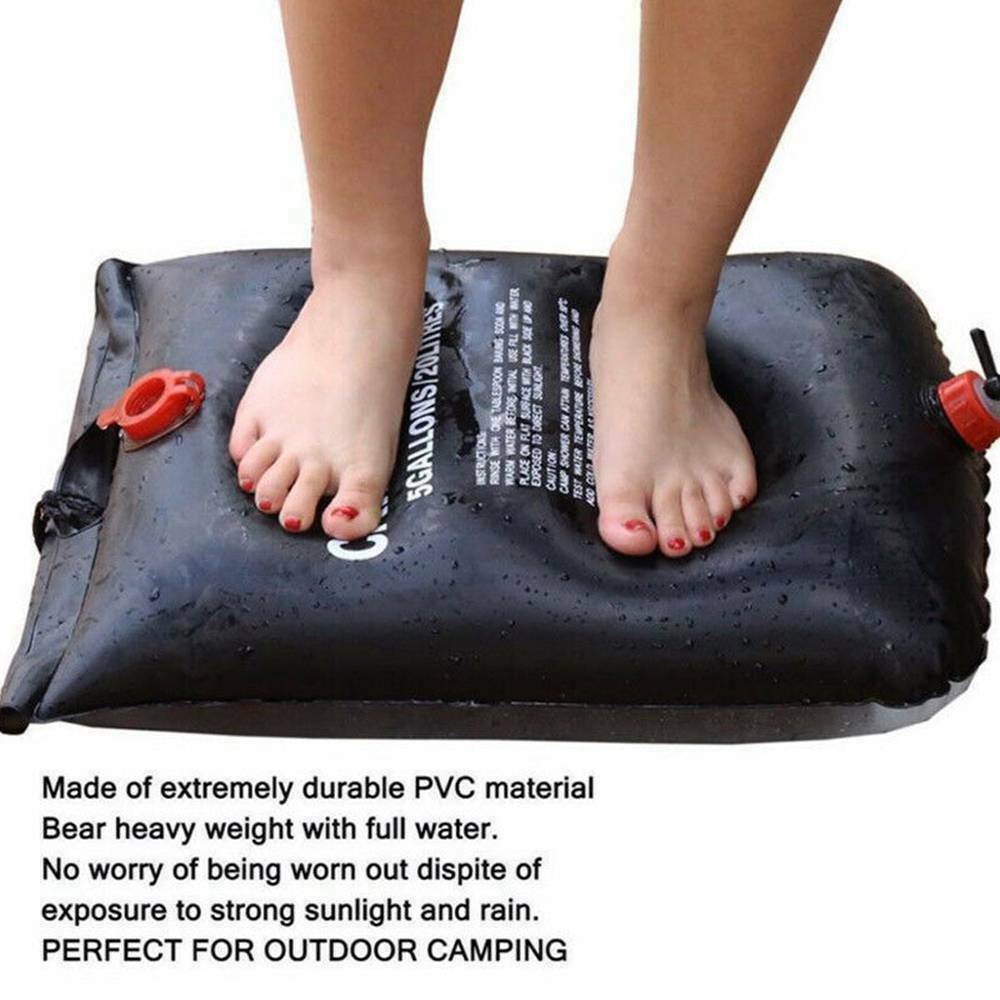 The Last Aztec, 20L Camping Shower Portable Compact Solar Sun Heating Bath Bag Outdoor Travel