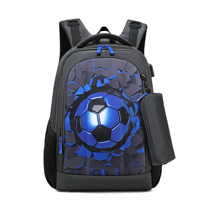 The last Aztec, Hard Shell Football Burden Reduction Boy's Shoulder Large Capacity Belt Small Pen Bag Set Of School Bag