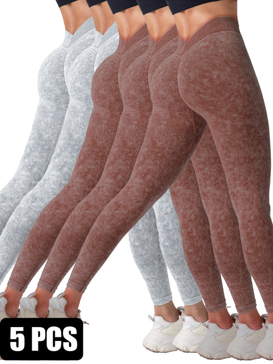 The Last Aztec, (Get One Size Bigger Than Your Regular Size), 5 Pieces Seamless for Women, High Waisted Workout Gym Yoga Pants