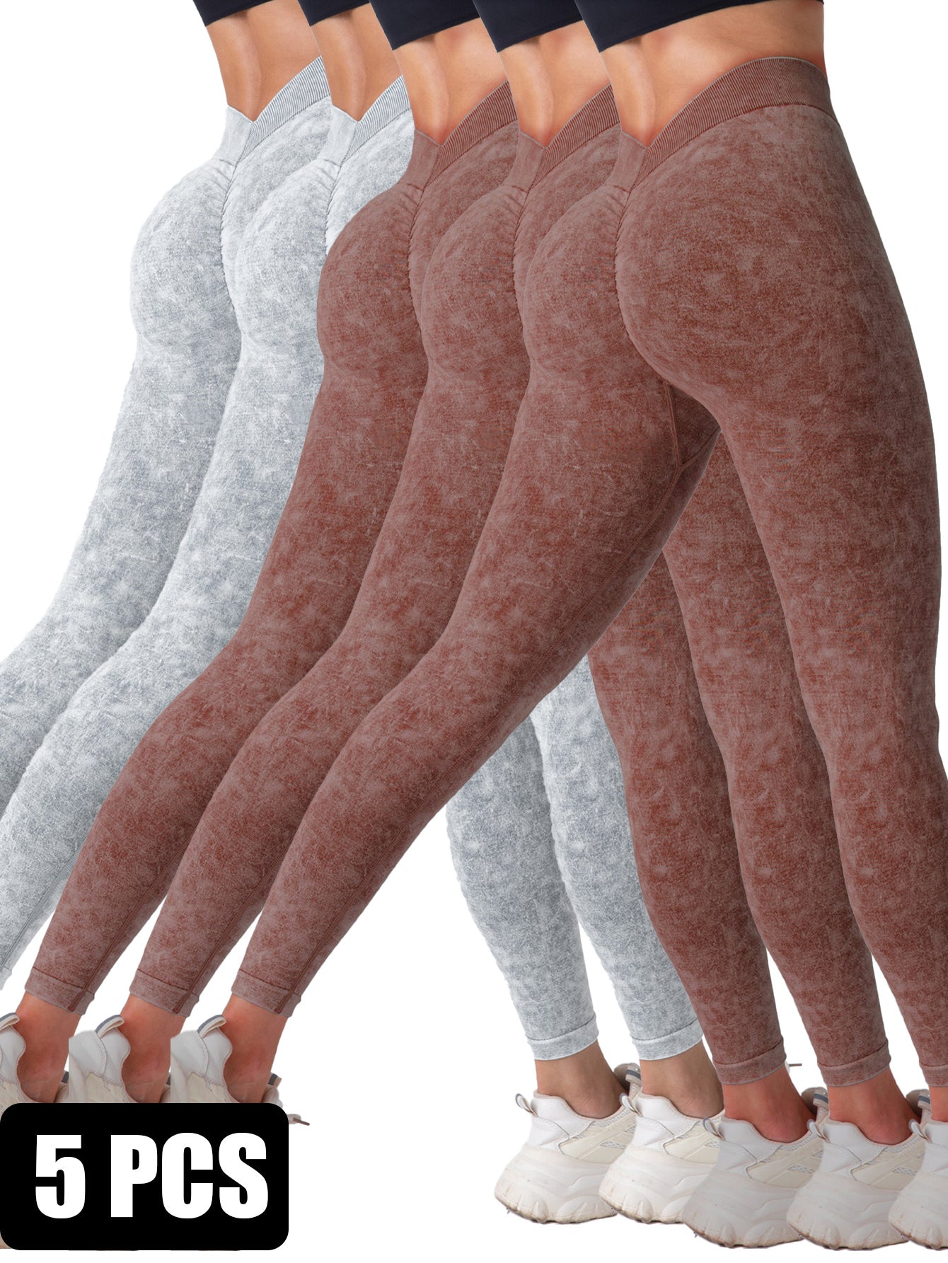 The Last Aztec, (Get One Size Bigger Than Your Regular Size), 5 Pieces Seamless for Women, High Waisted Workout Gym Yoga Pants