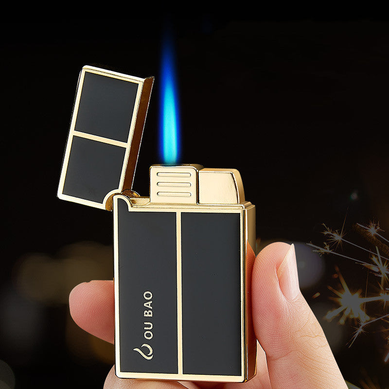 The Last Aztec, Great for outdoor Activities, Bao B813 Gas Lighters Metal Langsheng Steel Tone Direct Punching Windproof Blue Flame Electronic Lighter