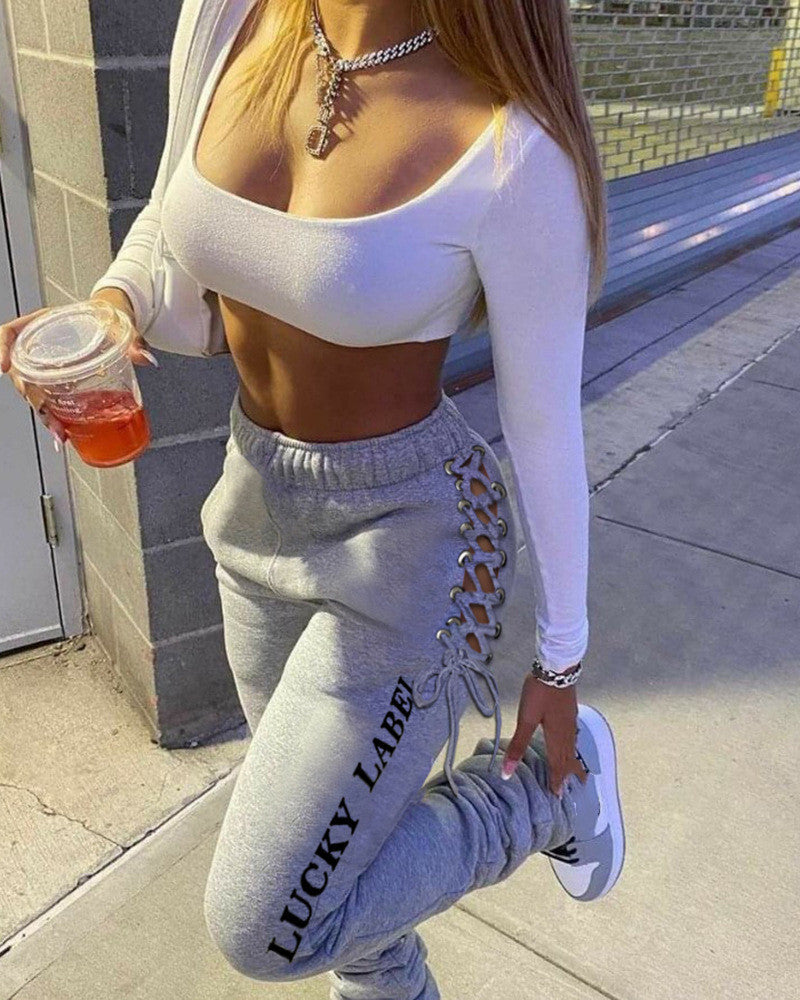 The Last Aztec, Get One Size Bigger Than Your Regular Size, European Lace Up Print Pile Trousers