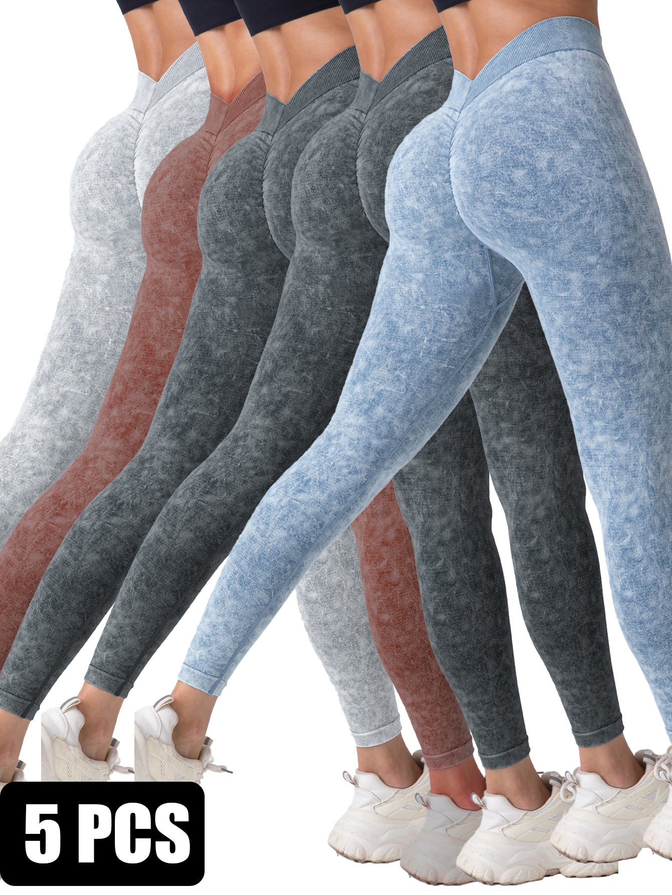 The Last Aztec, (Get One Size Bigger Than Your Regular Size), 5 Pieces Seamless for Women, High Waisted Workout Gym Yoga Pants