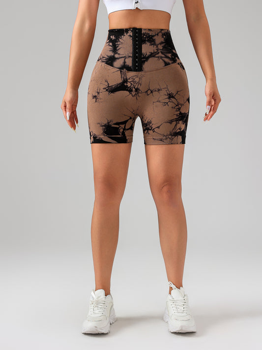 The Last Aztec, (Get One Size Bigger Than Your Regular Size), Tie Dye Button Everyday Wear Spring Summer Sports Shorts, High Waist Butt Lift Tie Dye Shorts, Women's Summer Yoga Wear Fitness Shorts Running Sports Fitness Yoga Shorts