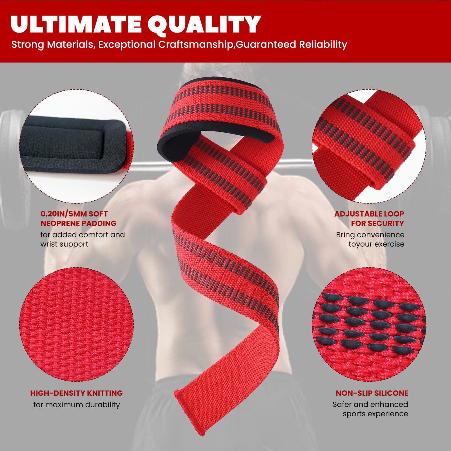 The Last Aztec, Cotton Hard Pull Wrist Lifting Straps Grips Band-Deadlift Straps With Neoprene Cushioned Wrist Padded And Anti-Skid Silicone -for Men & Women- For Weightlifting, Bodybuilding, Xfit, Strength Training